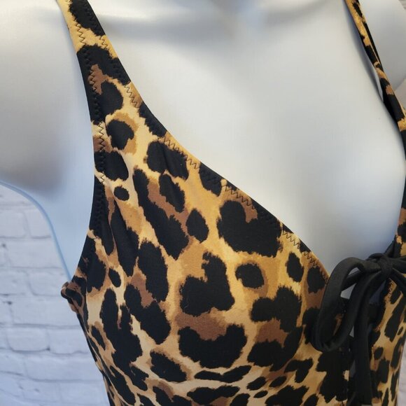 Bar III Women's Lace-Up Cheetah Print Swimsuit - Picture 3 of 7
